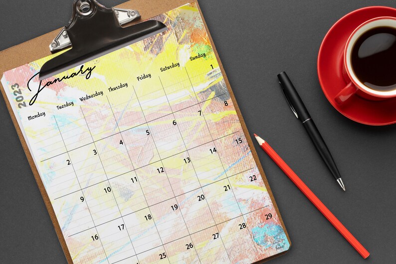 Desk Calendar Monthly Planner 2023 Digital Printable Instant Etsy UK