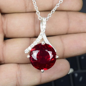 Real Ruby Necklace/ Natural Red Ruby Jewelry/ Ruby Gemstone Pendant/ Red Ruby Necklace Gift For her/ Natural Red Ruby Fancy Silver Pendant.