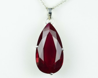 Royal red Ruby pendant pear pendant 78.00 Ct. Eye-catching Red Ruby  Pear Cut Loose Gemstone Pendant, 925 Sterling Silver Pendant