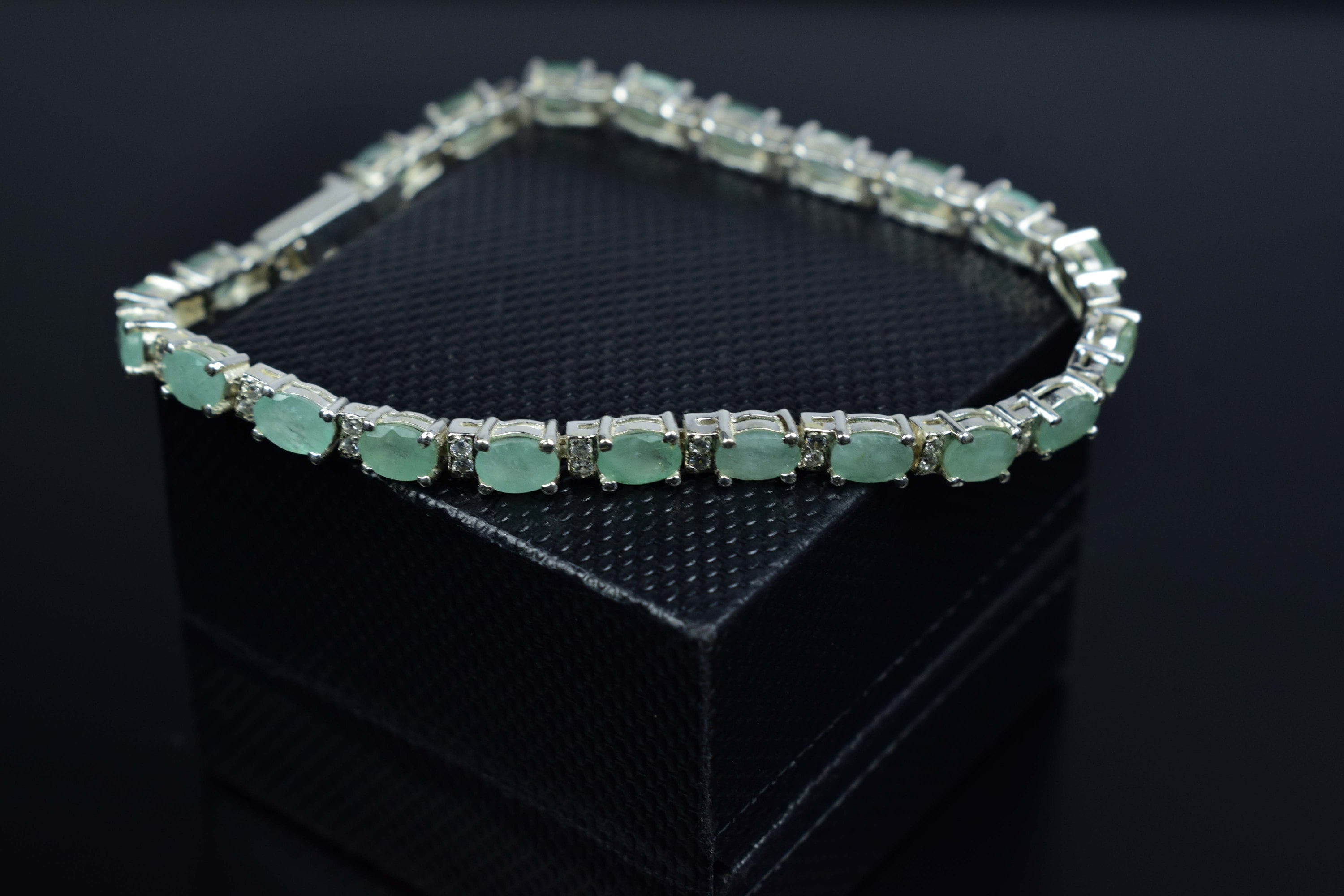 Natural Emerald Cut Bracelet 925 Sterling Silver Bracelet,Natural Stone Emerald Silver Jewelry Bracelet, Handmade Bracelet Gift For Her