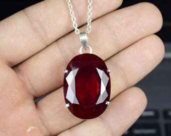 Faceted Kashmir Ruby Pendant 925 Sterling Silver Pendant Gemstone Pendant Handmade Pendant Gift For Her Wedding Jewelry Birthstone Red Ruby