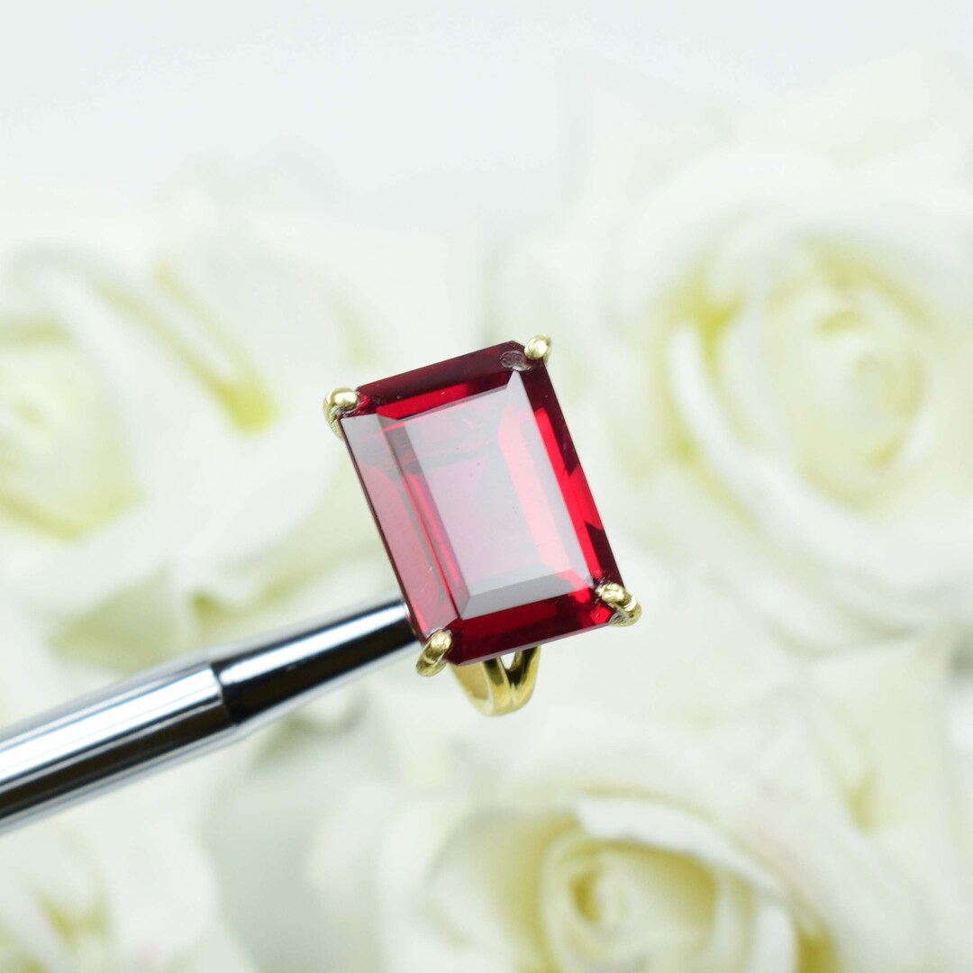 Ruby Design Merced Ruby Gold Ring / 14K Solid Gold Plated Natural Red Ruby 925 Sterling ...