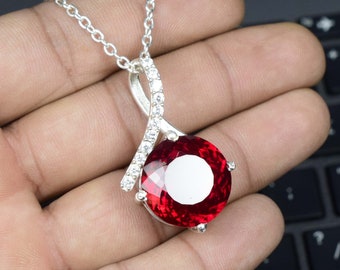 Dainty Red Ruby Pendant / Ruby 925 Silver Fashionable Pendant / Natural Red Ruby Jewelry Necklace / Red Ruby Bridal Jewelry Pendant.