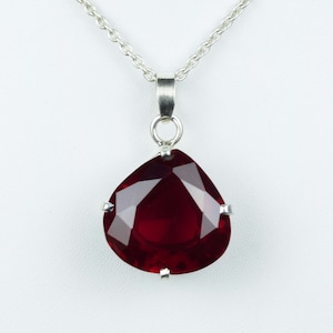 Faceted Red Ruby Pendant 925 Sterling Silver Pendant Gemstone Pendant Handmade Pendant Gift For Her Vintage Jewelry Birthstone Pendant