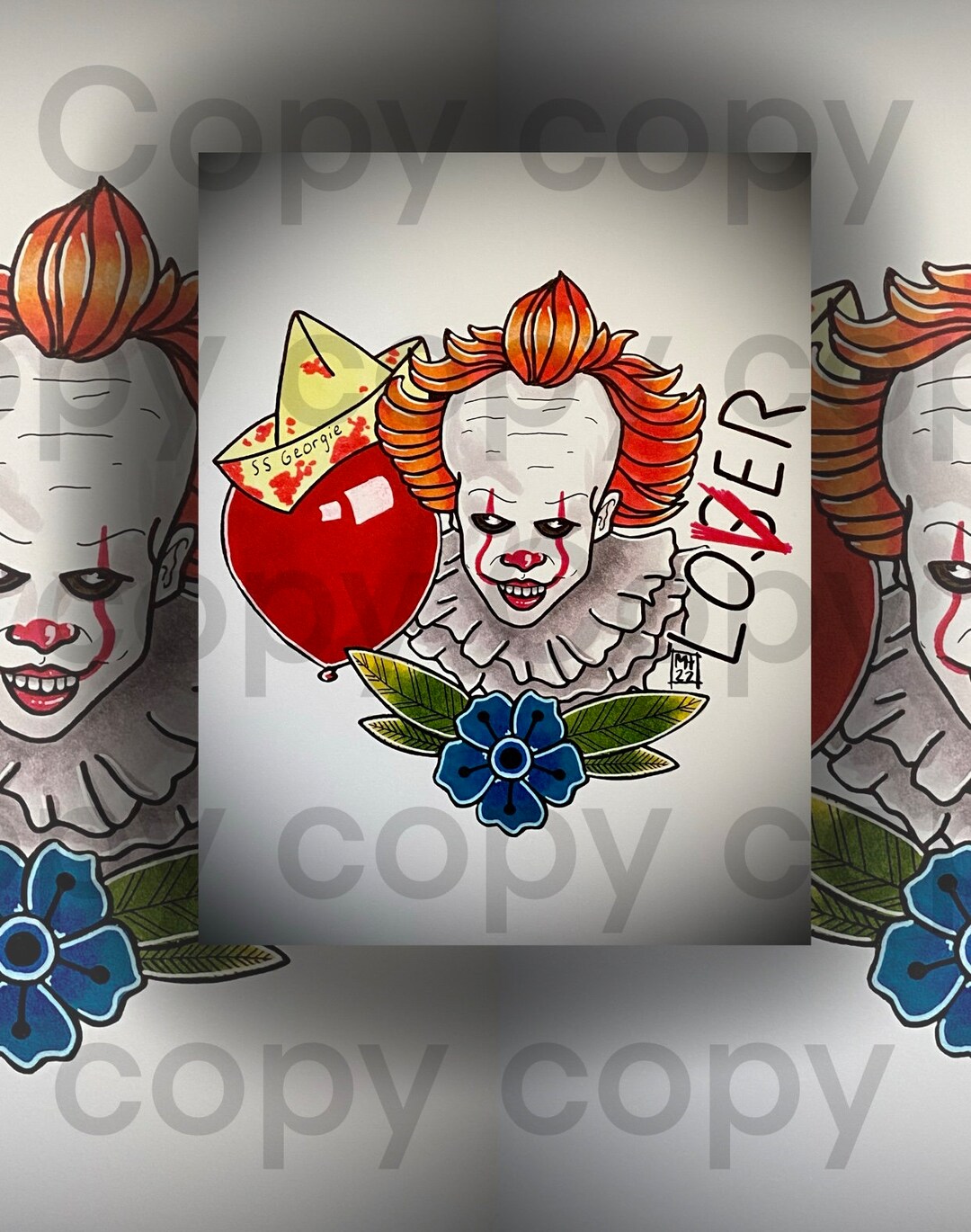 Pennywise Horror Traditional Tattoo Art Print Etsy Australia