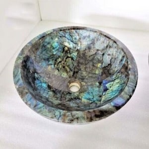 Labradorite Wash Basin / Labradorite Counter Top Sink / Round Wash Basin Kitchen & bathroom Sink