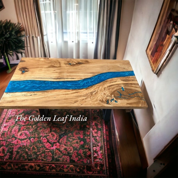 Gepersonaliseerde epoxy uitschuifbare tafel | Vergadertafel | Hars eettafelblad | Houten eetset | Woondecoratie | Eigentijdse stijl tafel