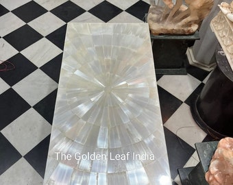 Handmade Selenite Agate Crystal Table Top | Healing Stone Dining Table | Mystical Counter Slab | Custom Epoxy Table | Agra Marble Art