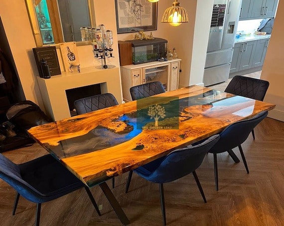 Buy Ocean Design Natural Wood Epoxy Resin Dining Table Top for Home Office  Decor