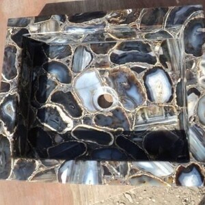 Bath Decor Agate Wash Basin / Agate Counter Top Sink / Wash Basin Kitchen & Bathroom Sink Home Decor.