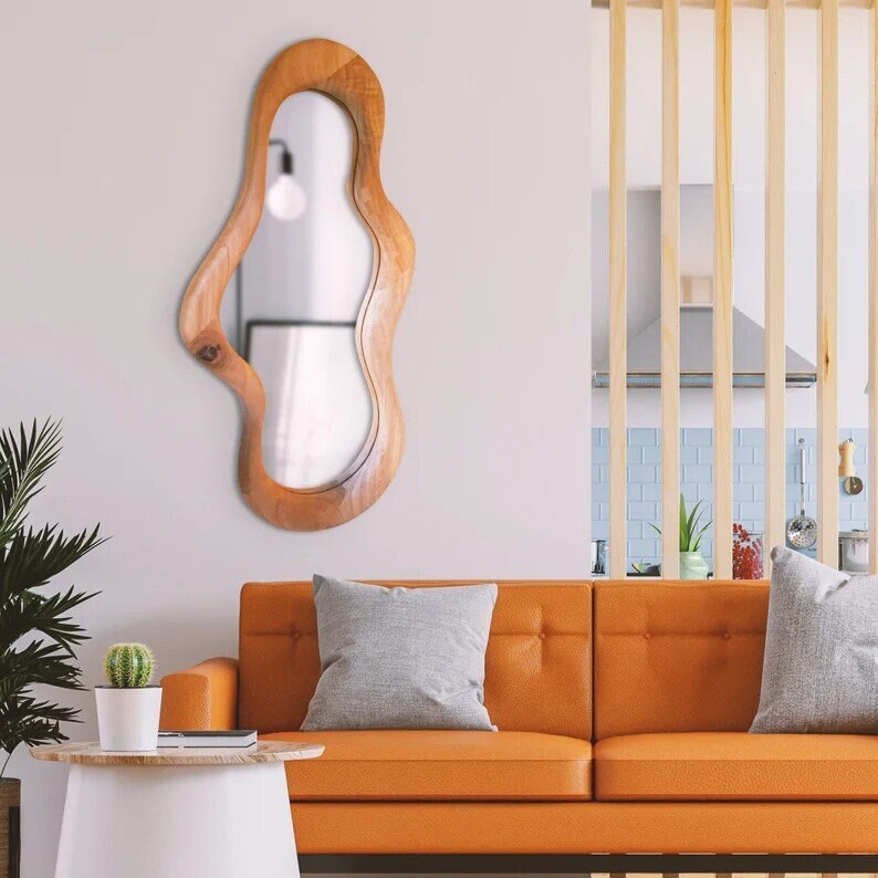 Natural Wooden Mirror Live Edge Decorative Mirrors, Wall Mirror Decor
