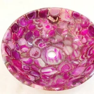 Pink Agate Wash Basin Sink | Agate Counter Top Sink | Wash Basin Kitchen & bathroom Sink Home Decor.
