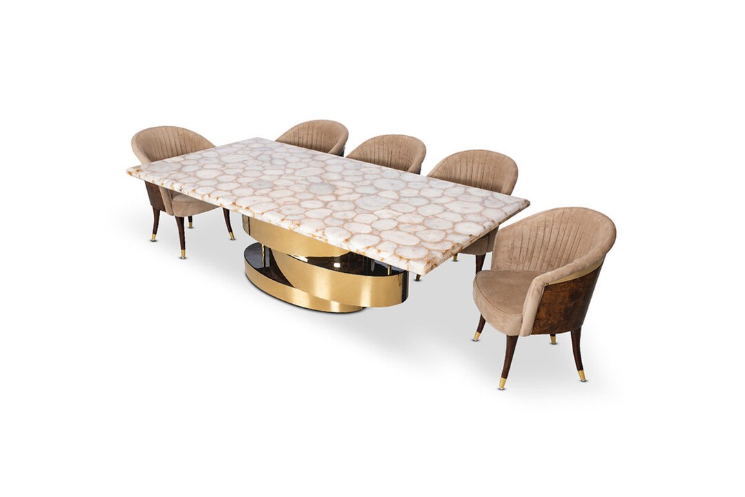 Agate Dining Table, Natural Agate Round Table Top, Agate Kitchen Table ...