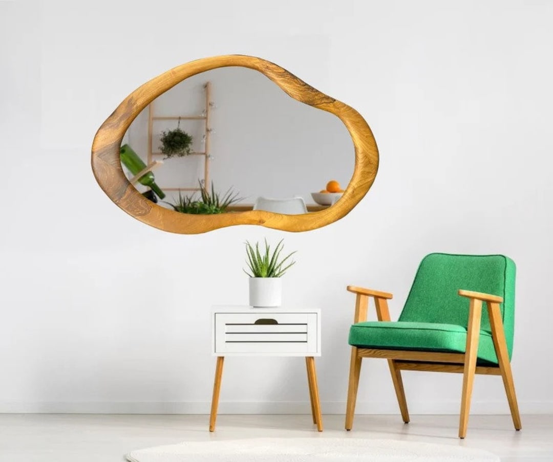 Natural Wooden Mirror Live Edge Decorative Mirrors, Wall Mirror Decor, Wood Frame Mirror, Rustic