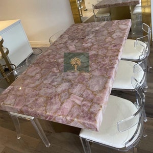 Pink Agate Stones Table Top ,Dining ,Breakfast, Table, Coffee Center Table Top, Beautiful Art Interior Decor Home Decor Random Natural
