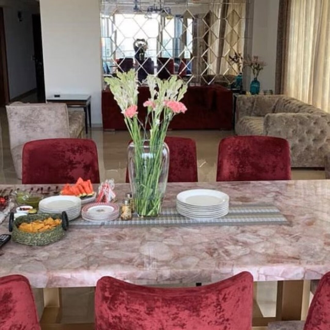 Buy Personalized Rose Quartz Stones Table Top ,dining Table