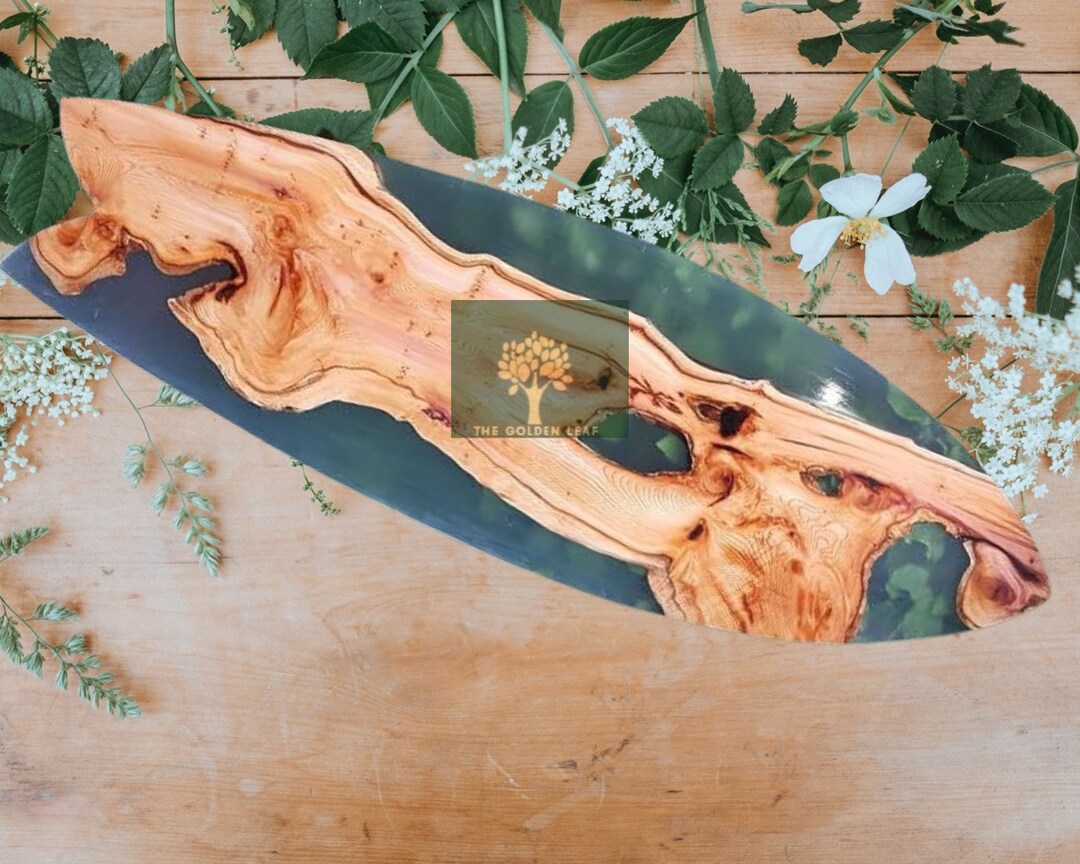 Surf Board Epoxy Resin Table, Marine Decoration, Wooden Surfboard