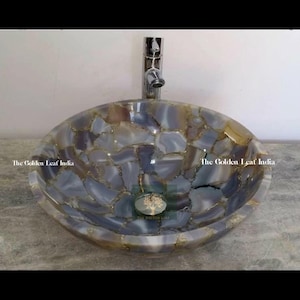 Bath Decor Agate Wash Basin / Agate Counter Top Sink / Wash Basin Kitchen & Bathroom Sink Home Decor.