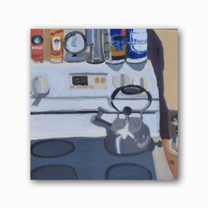 Original Oil Painting: Kitchen Still Life with Kettle, 12x12
