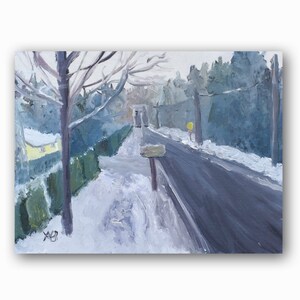 Original Oil Painting, Wall Decor, Winter Road, Wall Art, Home Gallery
