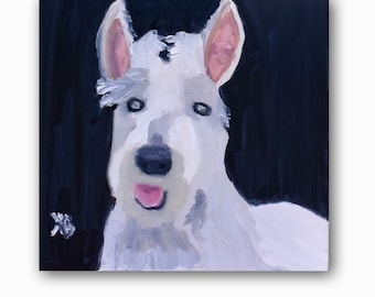 Scottish Terrier Oil Painting: Original Dog Art, 12x12 Canvas