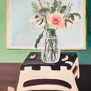 Floral Still Life Painting: Acrylic Roses, Home Gallery Art