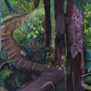 Original Landschaft Ölgemälde, Spaziergang im Wald, Original Kunst, Home Galerie