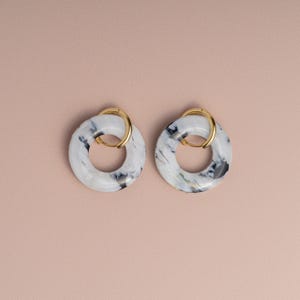 Recycled Hoop Earrings | Recycled Plastic Earrings | Handmade Upcycled Plastic Jewelry with Gold Accents