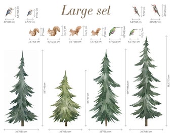 Aquarell Waldbaum Wandbild Kinderzimmer Wald Wandbild, selbstklebend, Renter freundlich, abnehmbare Rolle, Akzent Raumdekor