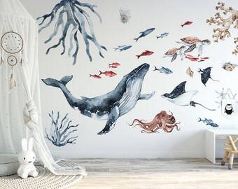 Sea Horse Ocean Wall Stickers - Removable Waterproof Vinyl Decals For Kids Bathroom, Nursery Decor - View #13