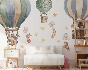 Colorful Hot Air Balloon Wall Sticker for Playful Kids Rooms