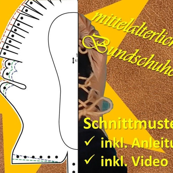 Gr. 41 - Mittelalterschuhe - Schnittmuster DIY / Pattern - antike / mittelalterliche Bundschuhe  / Barfußschuhe