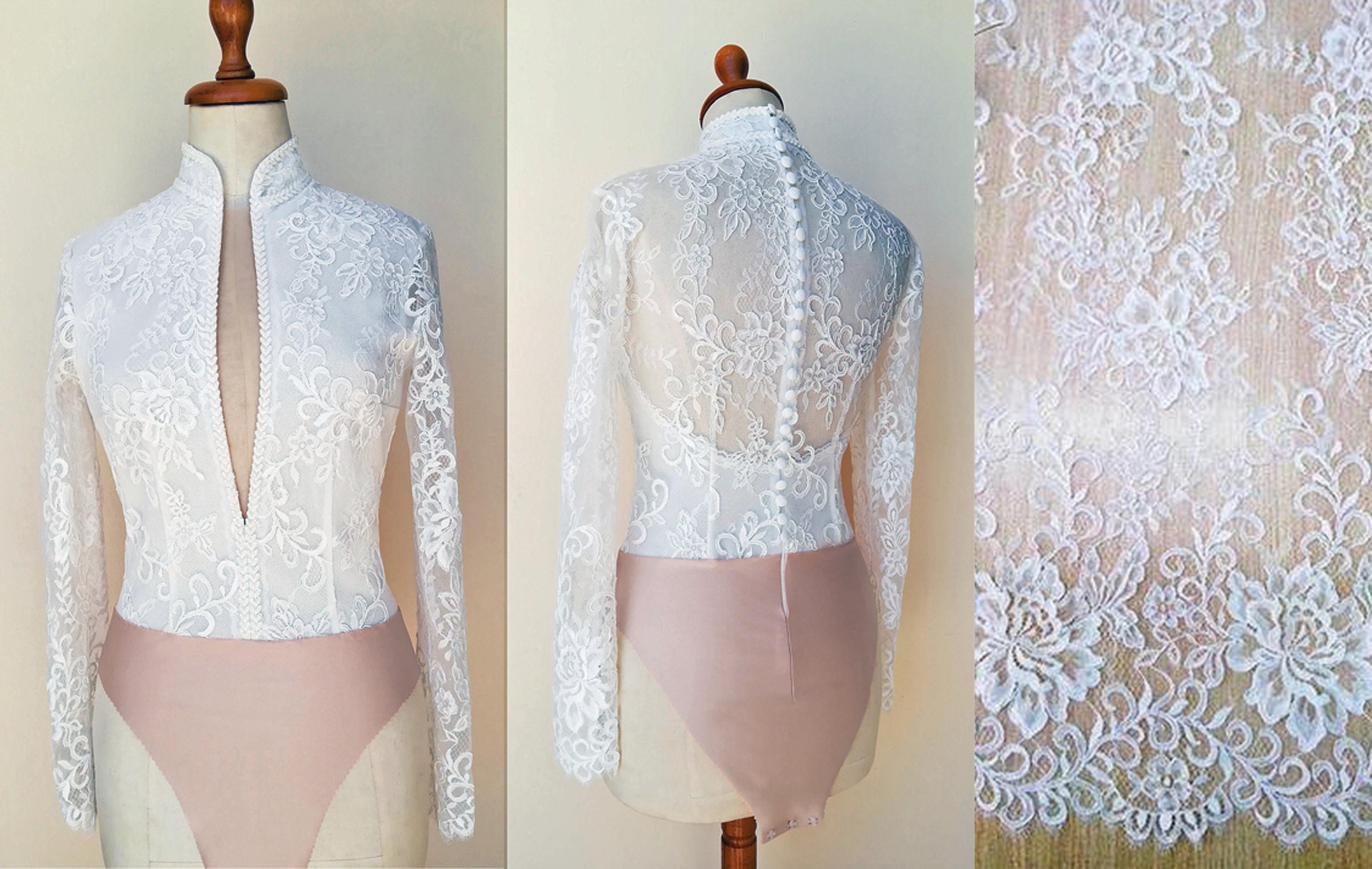 Custom-made Long Sleeve Wedding Bodysuit. Neckline Deep - Etsy