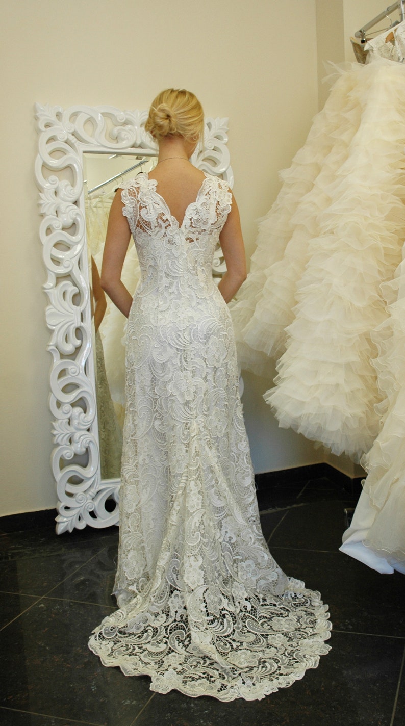 Guipure Lace Wedding Dress. Aline Lace Bridal Dress. Boho Wedding