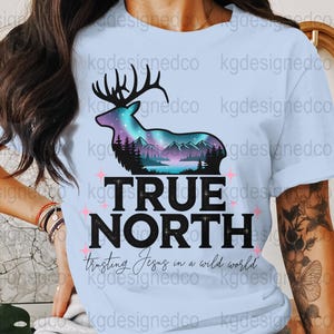 Deer Northern Lights Digital Design, True North Vbs Png, Vacation Bible School 2025,  Vbs Shirt, Vbs Sublimation, True North Png, summer png