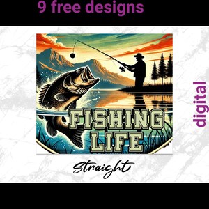 Fishing Life Tumbler Design, 20 Oz Skinny Tumbler PNG, Digital Download, Sublimation Tumblers, Straight and Tapered Tumbler Design