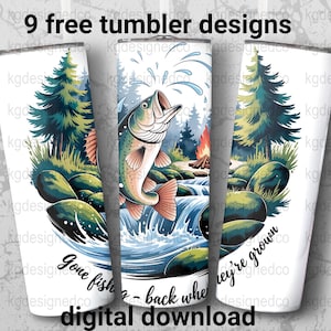 Fishing Tumbler Designs, Trout Tumbler PNG, Gone Fishing Tumbler, Outdoors Tumbler Sublimation, Digital Download Tumbler dad fishing Tumbler