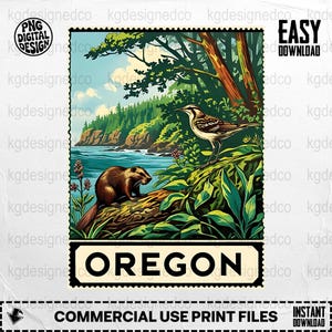 Oregon Beaver Bird PNG, Pacific Northwest Sublimation Design, Digital Download File, Forest River Nature Art for Shirt for Mug