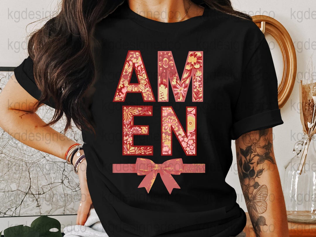 AMEN Floral Letters PNG Digital Download Christian Typography Design ...