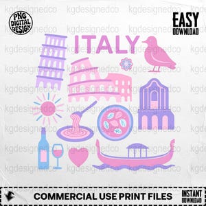 Italy Png, Italy Clipart, Italy Landmarks Png, Travel Png, Italy Trip, Sublimation Png, Digital Download