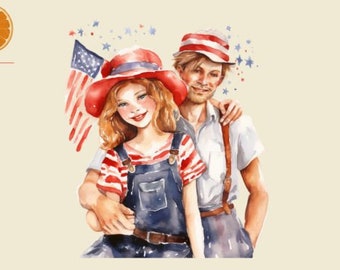 Labor Day USA Watercolor Clipart, American Culture Png, Special Day Images, American Independence Day Clipart, Blue And Red Watercolor