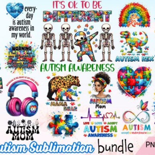 Autism Sublimation Bundle, Autism Shirt, Autism Awareness, Autism Png, Autism Quotes, Autism Sister and Brother Png, Autism Typography