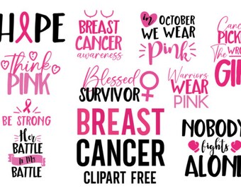 Breast Cancer Svg Bundle, Cancer Awareness Svg, Cancer Svg, Pink Awareness Ribbon, Fight Cancer Svg, Cancer Quote Svg, Tackle Cancer Svg