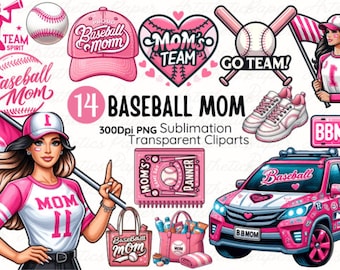 Baseball Mom Clipart, Pink Baseball PNG, Sport Mom PNG, Baseball Mama Gift, Baseball Mom Life, Baseball Mom Sweatshirt, Baseball Mom Bag