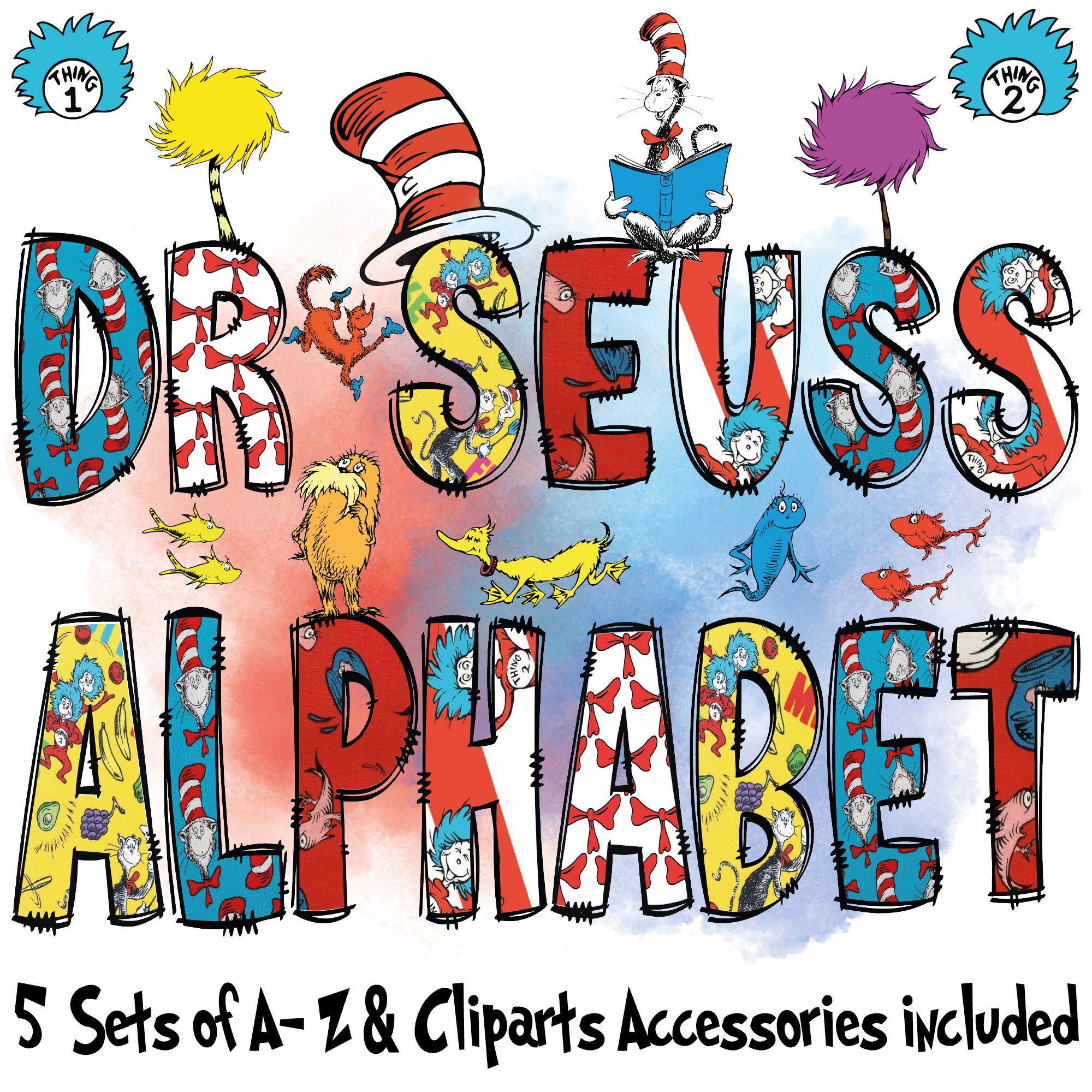 Dr. Suess Alphabet Png, Dr. Suess Bundle, Cat in the Hat PNG, Dr. Suess ...
