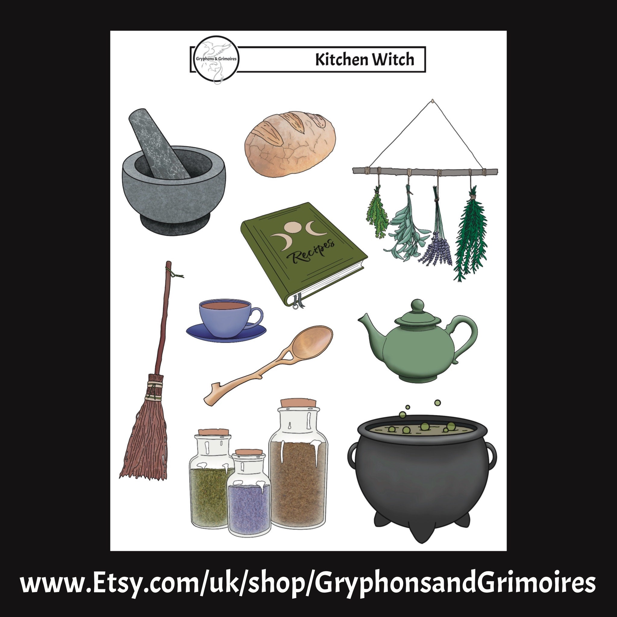 Kitchen Witch Deco Stickers