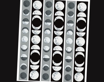 Moon Phase Washi Strip Stickers