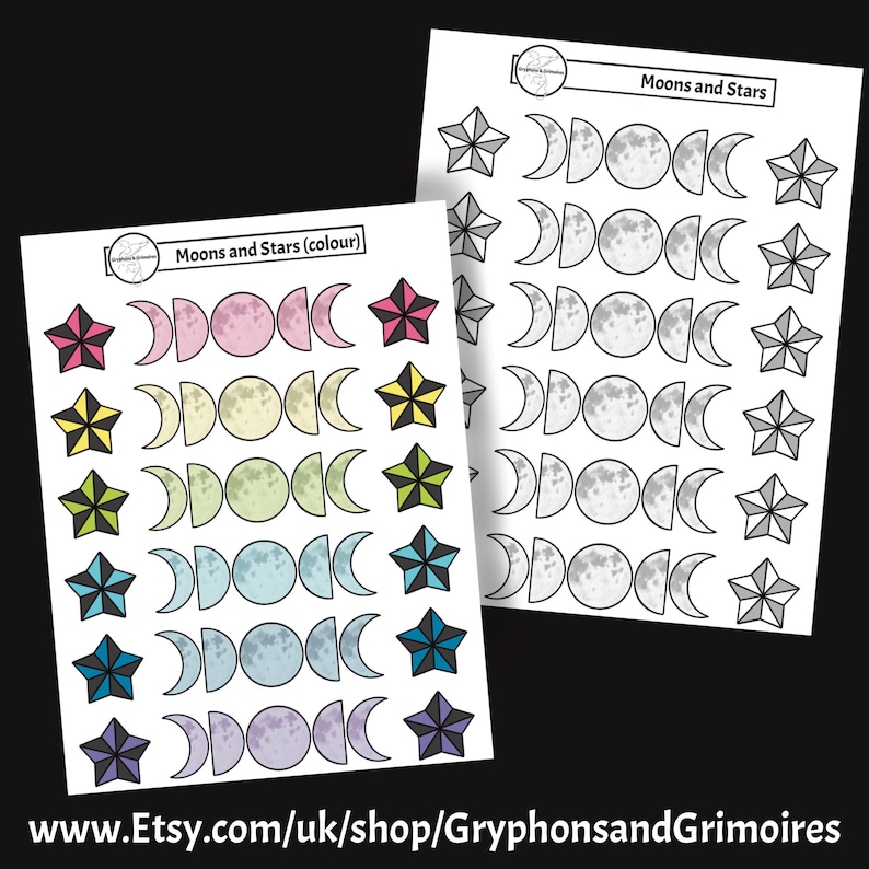 Moon and Stars Deco Stickers - Etsy