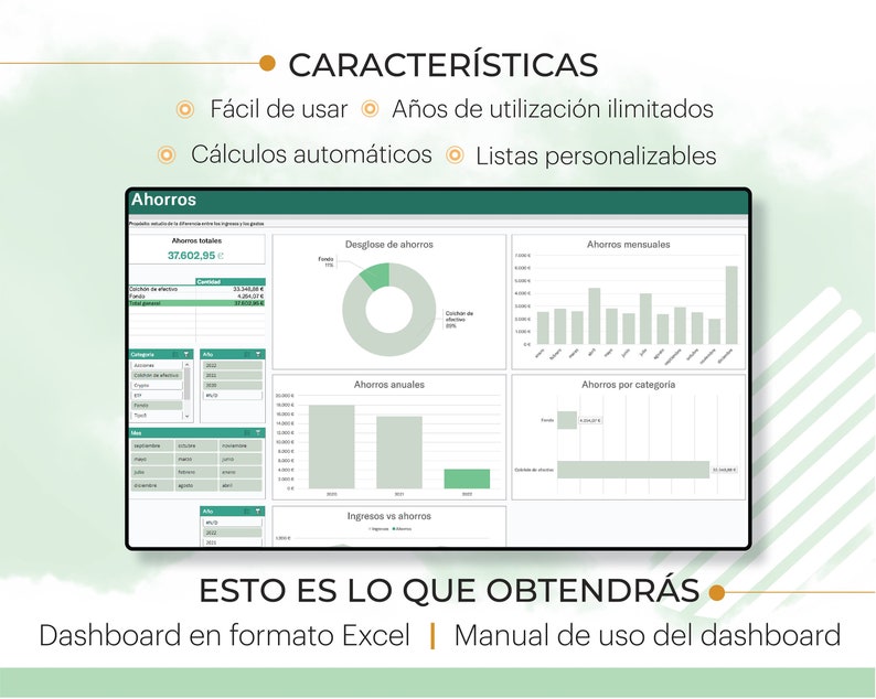 Plantilla seguimiento Finanzas Personales Excel gastos Hoja de cálculo para windows y MAC