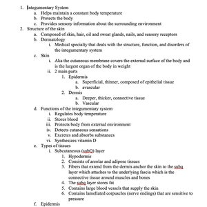Integumentary System Notes